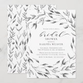 Elegant Black White Floral Botanical Vrijgezellenf Kaart (Voorkant / Achterkant)