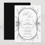 Elegant Black & White Floral Capsul Vrijgezellenfe Kaart (Voorkant / Achterkant)