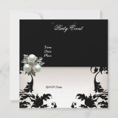 Elegant Black White Floral Check Pearl Jewel Kaart (Achterkant)