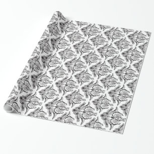 Elegant Black & White  Floral Damaskers Cadeaupapier