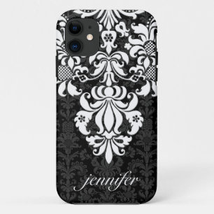 Elegant Black & White  Floral Damaskers Case-Mate iPhone Case