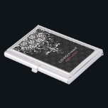 Elegant Black & White  Floral Damaskers Visitekaarthouder<br><div class="desc">Elegant zwart-wit   zwaait lijst en  bloemenmaskers in zwarte en witte tinten. Dit is een sjabloon en het is volledig aanpasbaar.</div>