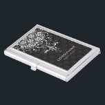 Elegant Black & White  Floral Damaskers Visitekaarthouder<br><div class="desc">Elegant zwart-wit   zwaait lijst en  bloemenmaskers in zwarte en witte tinten. Dit is een sjabloon en het is volledig aanpasbaar.</div>