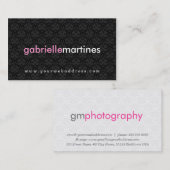 Elegant Black & White  Floral Damaskers Visitekaartje (Voorkant / Achterkant)