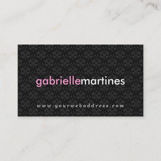 Elegant Black & White  Floral Damaskers Visitekaartje (Voorkant)