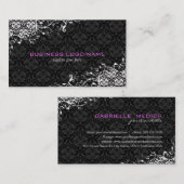 Elegant Black & White  Floral Damaskers Visitekaartje (Voorkant / Achterkant)