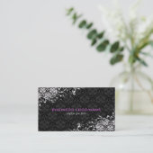 Elegant Black & White  Floral Damaskers Visitekaartje (Staand voorkant)