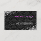 Elegant Black & White  Floral Damaskers Visitekaartje (Achterkant)
