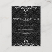 Elegant Black & White  Floral Damaskers Visitekaartje (Achterkant)