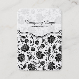 Elegant Black & White Floral Damaskers Visitekaartje