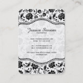 Elegant Black & White  Floral Damaskers Visitekaartje (Achterkant)
