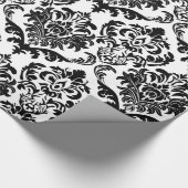 Elegant Black & White Floral DamasPattern Cadeaupapier (Hoek)