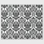 Elegant Black & White Floral DamasPattern Cadeaupapier (Vlak)