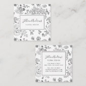 Elegant Black White Floral Design Professional Vierkante Visitekaartje (Voorkant / Achterkant)