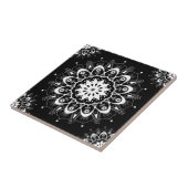 Elegant Black White Floral Geometric Mandala Tegeltje (Zijkant)
