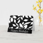 Elegant Black & White Floral Happy Birthday Kaart (Gele Bloem)