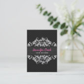 Elegant Black & White Floral Lace 2a Visitekaartje (Staand voorkant)