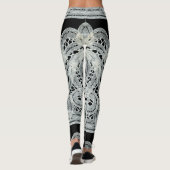 Elegant Black & White  Floral Lace Leggings (Achterkant)