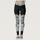 Elegant Black & White  Floral Lace Leggings (Voorkant)