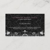 Elegant Black & White  Floral Lace Visitekaartje (Achterkant)