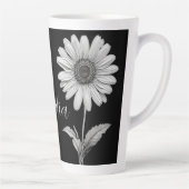 Elegant Black & White Floral Latte Mok (Rechts)