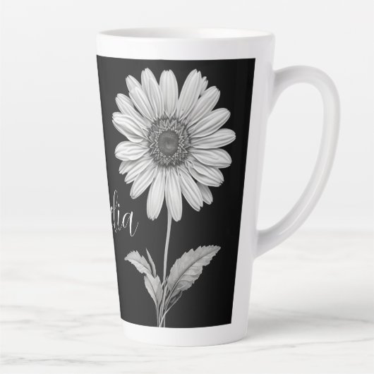 Elegant Black & White Floral Latte Mok (Rechts)