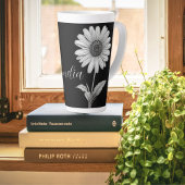 Elegant Black & White Floral Latte Mok