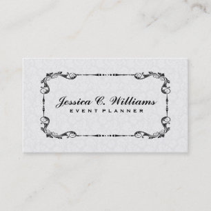 Elegant Black & White  Floral Lijst 2 Visitekaartje