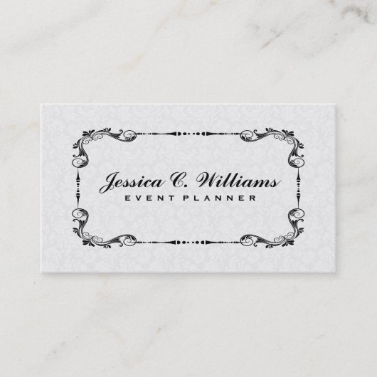 Elegant Black & White  Floral Lijst 2 Visitekaartje (Voorkant)