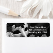 Elegant Black & White Floral Masquerade Party Etiket (Insitu)