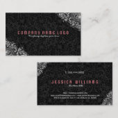 Elegant Black & White  Floral Ornament 4 Visitekaartje (Voorkant / Achterkant)