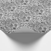 Elegant Black & White  Floral Paisley Cadeaupapier (Hoek)