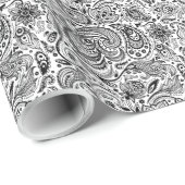 Elegant Black & White  Floral Paisley Cadeaupapier (Rol Hoek)