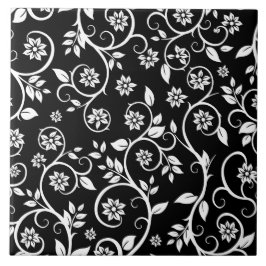 Elegant black &white floral pattern  tegeltje