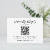 Elegant Black White Floral QR Code Wedding RSVP  (Staand voorkant)
