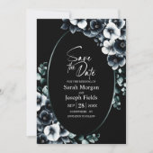 Elegant Black White Floral Save the Date Kaart (Voorkant)