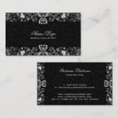 Elegant Black & White Floral Swirls Visitekaartje (Voorkant / Achterkant)