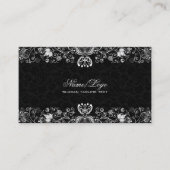 Elegant Black & White Floral Swirls Visitekaartje (Voorkant)