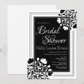 Elegant Black & White Floral Vrijgezellenfeest Kaart (Voorkant / Achterkant)