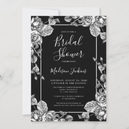 Elegant Black White Floral Vrijgezellenfeest Kaart