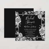 Elegant Black White Floral Vrijgezellenfeest Kaart (Voorkant / Achterkant)