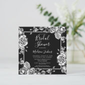 Elegant Black White Floral Vrijgezellenfeest Kaart (Staand voorkant)