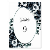 Elegant Black White Floral Wedal Table Number Kaart (Achterkant)