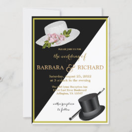 Elegant Black & White Floral Wedding Aankondiging