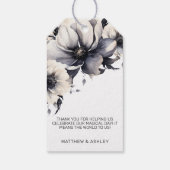 Elegant Black White Floral Wedding Cadeaulabel (Achterkant)
