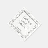 Elegant Black & White Floral Wedding Custom Napkin Servet (Hoek)
