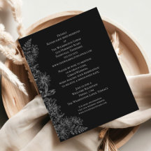 Elegant Black White Floral Wedding Details Enclos