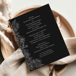 Elegant Black White Floral Wedding Details Enclos Informatiekaartje