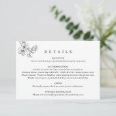Elegant Black & White Floral Wedding Informatiekaartje (Staand voorkant)