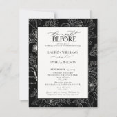 Elegant Black White Floral Wedding Rehearsal Kaart (Voorkant)